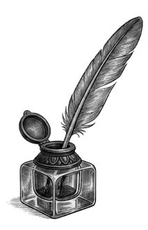 Encrier et plume, gravure